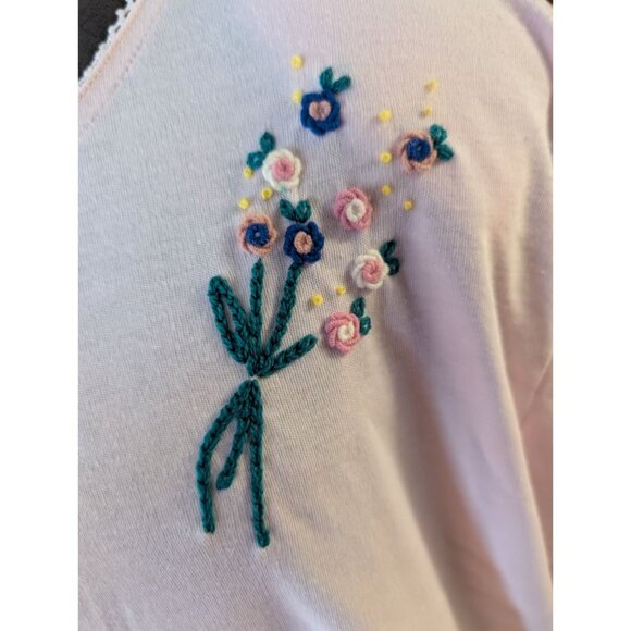 VTG E.M.I. LTD Plus Size 24W Light Pink Long Sleeve Top Floral Embroidery NWT - Picture 3 of 8